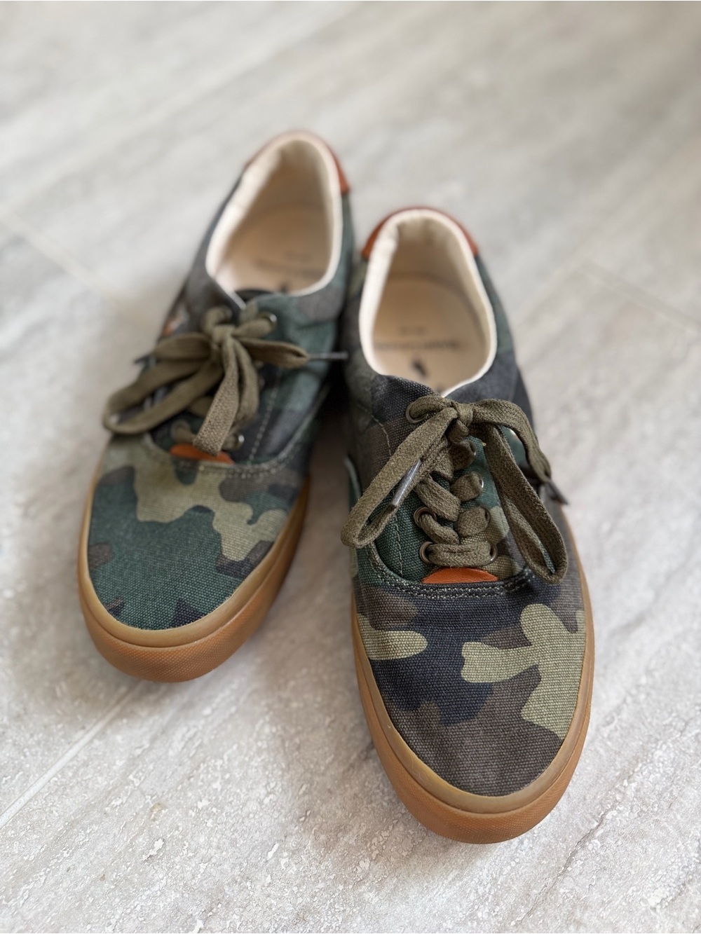 Polo Ralph Lauren Camo Thornton Canvas Sneakers Gum Sole Men’s 7.5 D